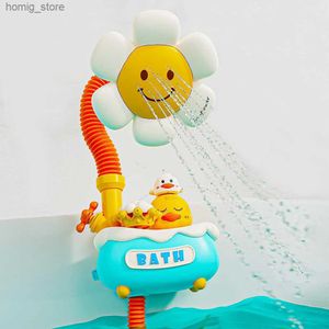 Baby Bath Toys Adjustable Sunflower Shower Head Bathtub Toys 3 Modes de pulvérisation d'eau Fun design empilable pour les enfants cadeaux Y240416 Y240416
