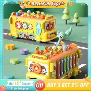 Baby Bath Toys Baby Montessori Toys Whac-A-Mole Fishing Maze Puzzle Hammer Music Multifonctional Kids Bus Storage Box Educational Toys L48