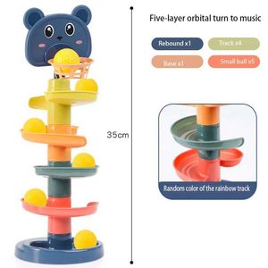 Baby Bath Toys Baby Toys Rolling Ball Pile Tower Early Educational Toy for Babies Rotation Track éducation Baby Gift Stacking Toy Forchildren