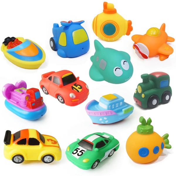 Juguetes de baño para bebés, juguetes de baño, natación, agua, dibujos animados, coche de goma suave, barco, avión, flotante, sonido de compresión, rociador de agua, juegos para niños, regalos de juguete 231122