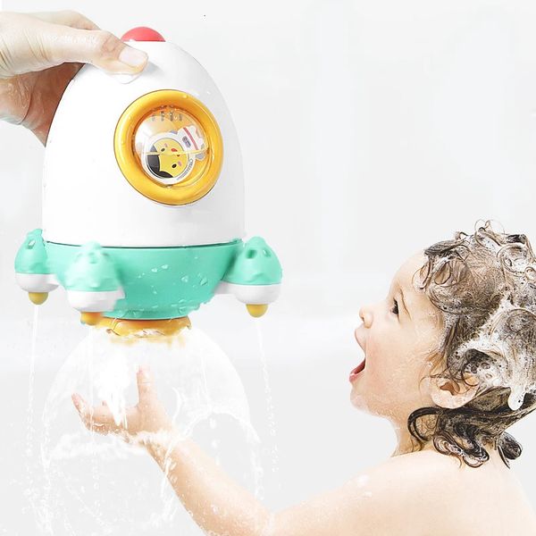 Jouets de bain pour bébé Les jouets aquatiques pour enfants ont des formes intéressantes Fontaines à fusée rotatives alimentées à l'eau et jouets de douche pour bébé Protection des yeux de sécurité 231024