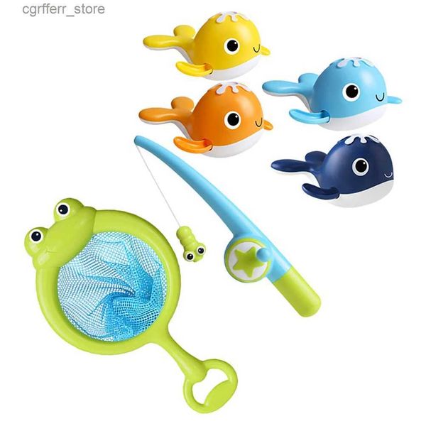 Juguetes de baño de bebé Capacía de ballenas Ballenas Toy de pesca Batina de bebé Batina Baby Magnetic Cartoon Playthings para niños pequeños L48