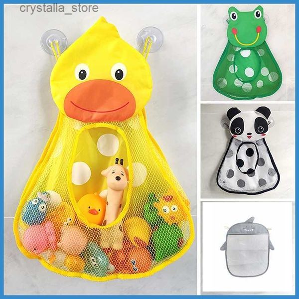 Juguetes de baño para bebés Pato lindo Rana Malla Red Bolsa de almacenamiento de juguetes Ventosas fuertes Juego de baño Bolsa Organizador de baño Juguetes de agua para niños L230518