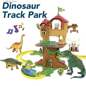 Baby Bath Toys Dinosaur Animal Track Park Toys for Kids Baby Electric Rail Car Adventure Game Race Flexible Track with Music Halloween L48