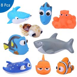 Jouets de bain pour bébé Finding Nemo Dory Float Spray Water Squeeze Jouets en caoutchouc souple Salle de bain Jouer Animaux enfants Bain Clownfish Jouet 240307