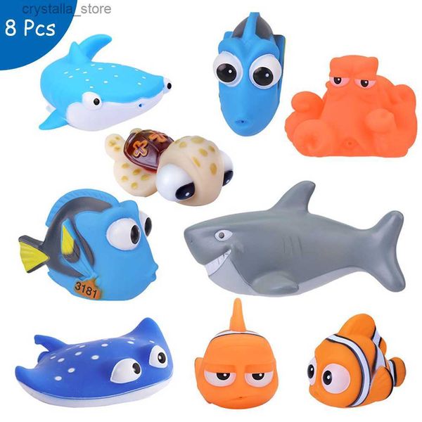 Juguetes de baño para bebés Finding Nemo Dory Float Spray Water Squeeze Toys Goma suave Baño Jugar Animales niños Baño Pez payaso Juguete L230518