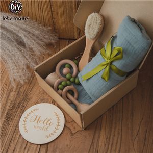 Baby Bath Toys For kid Organizer Rattle Photographic Props Blanket Cover 0 12 Month Montessori Toy Wooden Newborn Christmas Gift LJ201105