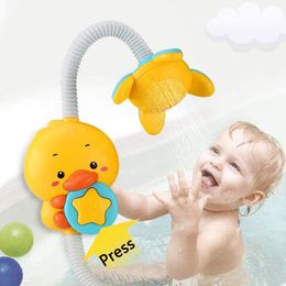 Juguetes de baño de bebé para niños, juguetes de baño de pato, juguetes de agua pulverizada eléctrica para ducha con ventosa para niños pequeños, juguetes de bañera de piscina exterior, rociador