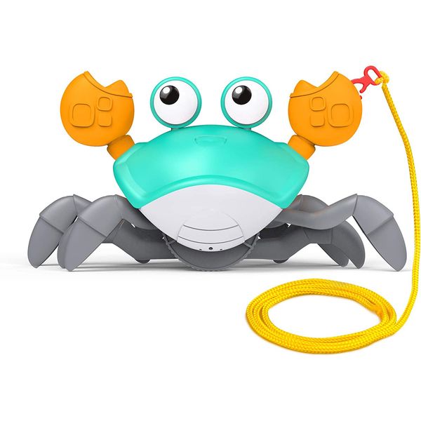 Jouets de bain pour bébé pour tout-petits, natation, marche, crabe, cadeaux d'anniversaire pour garçons et filles, jouet mignon de crabe de dessin animé avec cordon pour tirer et jouer