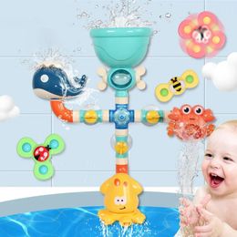 Giocattoli da bagnetto per bambini Divertimento in acqua conduttura Wateres Spruzzo giocattolo Ventosa per cartoni animati Vasca da bagno rotante Gioco d'acqua per bambini Bagno da bagno Doccia Giocattoli 230928