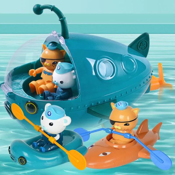 Bebé baño juguetes octonautas niños submarino linterna pescado barco figura modelo muñeca niños baño agua juguete cumpleaños regalo juguetes 230928