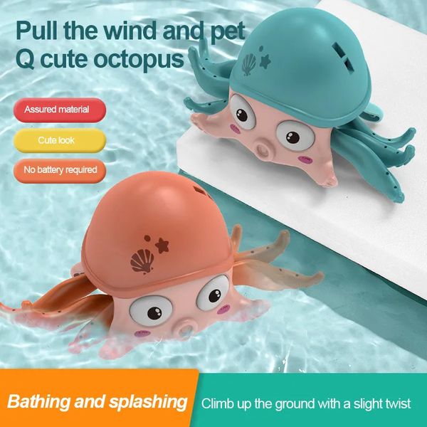 Jouets de bain pour bébé Jouet de poulpe Jouet de bain pour bébé Enfant en bas âge tirant la ligne Clockwork Octopus Cartoon Crawling Walking Jellyfish Land and Water Fun Pool Toys 230928