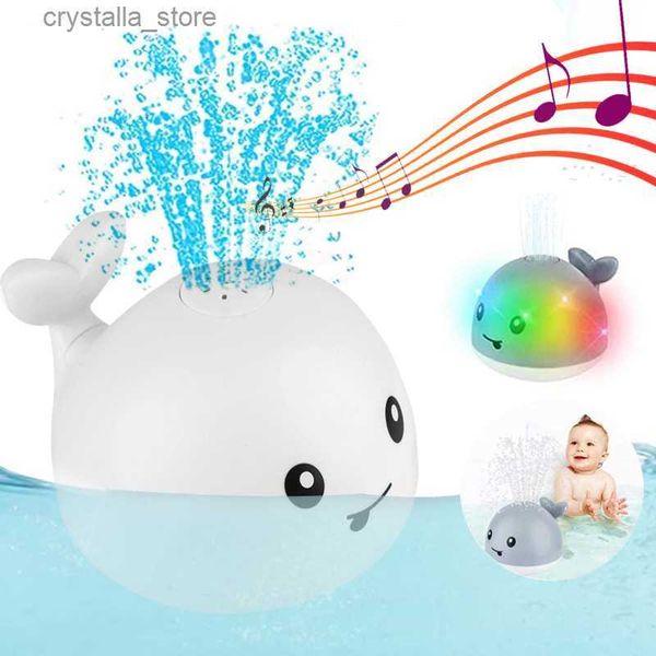 Bébé Jouets De Bain Spray Eau Baleine LED Light Up Jouets De Bain pour Enfants Baleine Électrique Induction Eau Spay Ball Salle De Bains Baignoire Jouets L230518