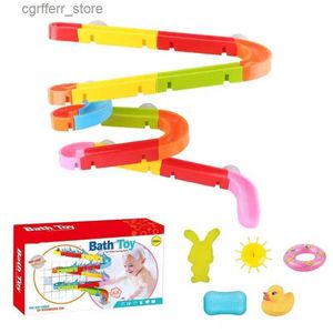 Baby Bath Toys Water Track Bath Toy 39pcs Assembled Slide Diy Wall Track Building Set Fun Bath Time Water Spray Play Kids Water Track Blocks L48