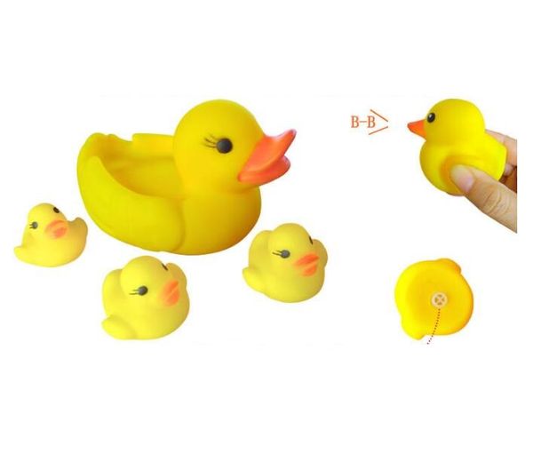 Bébé bain jaune canard eau jouant jouets drôles sons jaune canards en caoutchouc 4 pièces/ensemble enfants se baigner enfants nager plage jouet cadeaux