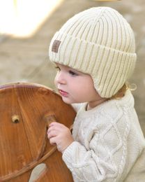 Gorro de bebé con forro polar, gorro de invierno para niños pequeños con orejeras, gorros cálidos para niñas y niños, gorros lindos para niños 240309