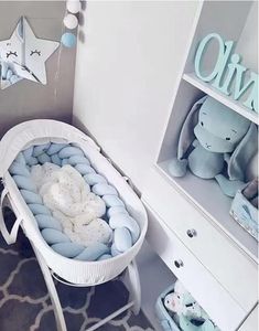 Baby Bett Stoßstange Knoten Kissen Kissen für Jungen Mädchen Vier Geflecht Babybett Stoßstange Krippe Schutz cuna para Zimmer decor