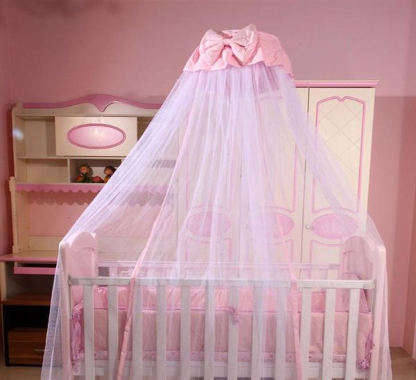 Baby Bed Crib Dome Canopy Netting For Boys Girls Princess suspendu Mosquito Net avec décor de bowknot pour la protection des insectes de chambre ME9072589
