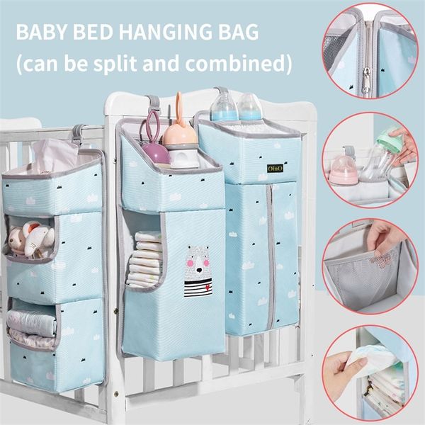 Organizador de cama de bebé bolsas colgantes bolsa de almacenamiento de pañales de cuna para bebés ropa de pañales infantil bolsa de Caddy ropa de cama bolsa de enfermería 220531