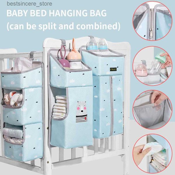 Organizador de cama de bebé Bolsas colgantes Cuna de recién nacido Bolsa de almacenamiento de pañales para bebés Pañal infantil Ropa Caddy Bolsa Ropa de cama Bolsa de enfermería L230522