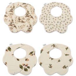 Bavoirs bébé coton 6 couches gaze nouveau-né bavoirs en mousseline carton imprimé bandana burp chiffons outil d'alimentation pour nourrissons pour la dentition et la bave