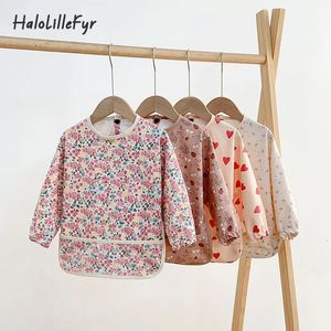 Bavoirs bébé imperméable enfants manger des vêtements infantile enfant en bas âge à manches longues tablier avec poche garçons filles alimentation blouse bébé trucs 240315