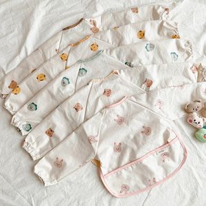 Bavoirs pour bébé avec poche enfants mignons trucs enfant en bas âge manger imperméable à manches longues enfants dessin Art Smock alimentation bavoir tablier 231225