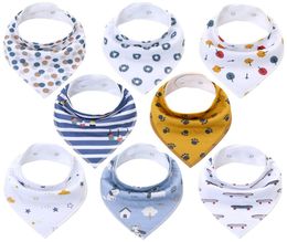 Baby Bibs8 Packs Baby Bandana bave Bibs Unisexe Élégant Design Bandana Bibs pour garçons Girls 100 Bibs de coton biologique Y2007101618134