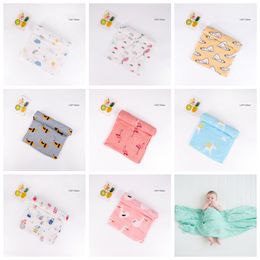 Baby Deken Dubbele Gaas Wrap Roekjes Pasgeboren Swaddling Baby Printing Cartoon Badhanddoek Bamboe Katoen Behandelde Kinderdekens YL566