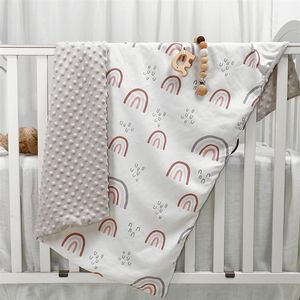 Babydeken voor jongensmeisjes babydekens geboren super zachte comfortabele patroon minky met dubbele laag gestippelde rug 75 x 100 cm 220816