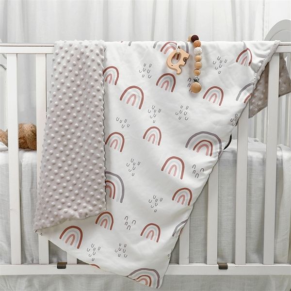 Couverture de bébé pour garçons filles Couvertures de bébé born Super Soft Comfy Patterned Minky avec Double Layer Dotted Back 75 x 100cm 220816