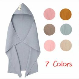 Couvertures pour bébé Serviettes de bain en mousseline de coton quatre couches de gaze à capuche Cape gland serviette de plage peignoir pour enfants câlin emmaillotage emmaillotage BJ