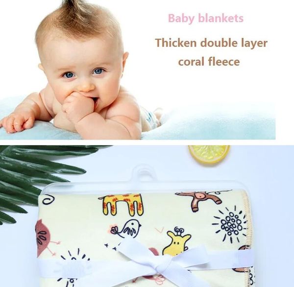 Couvertures pour bébé, Double couche épaisse en molleton de corail, enveloppe pour bébé, couverture de literie pour nouveau-né imprimée hibou