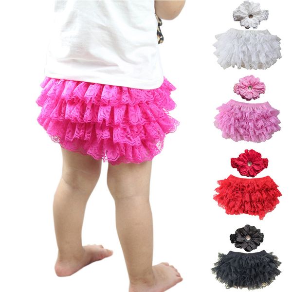Baby Bloomer Girls TuTu Lace PP Shorts Briefs bandeaux floraux 2pcs / set Toddler Fashion Bloomer Diaper Cover Bread Pants Underpants M1363