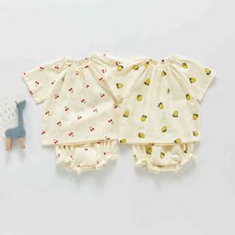 Baby Bodysuits Lemon Print Toddler One Piece baby jumpsuits pasgeboren kleding G220509