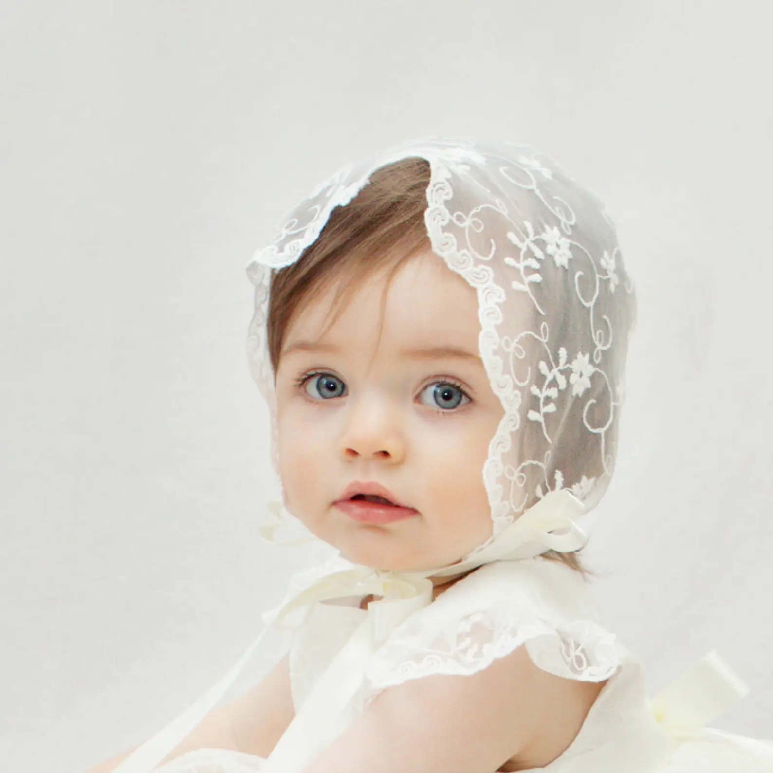 Baby Bonnet baptism lace cap Baptism Bonnet Lace Ivory White Baby Hats Christening bonnet Blessing Infant Hat Baby Accessories
