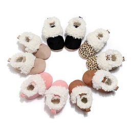 Baby Laarzen Winter Warm Sneeuw Boot Baby Leopard Print Booties Pasgeboren PU Lederen Zachte Soled Shoes Peuter Crib Shoes G1023