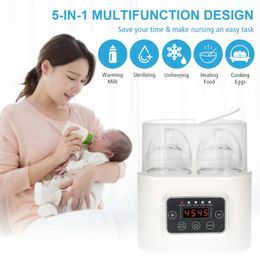 Babyfles warmer 5in1 digitale voedselverwarming met timer display dubbele stoom sterilisator ontdooid 240412