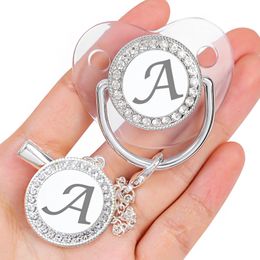 Biberons # 26 Lettres Initiales Argent Transparent Tétine pour Bébé avec Clips Sans BPA Born Baby Dummy Luxe Tétine Chupeta pour 012 Mois 221119