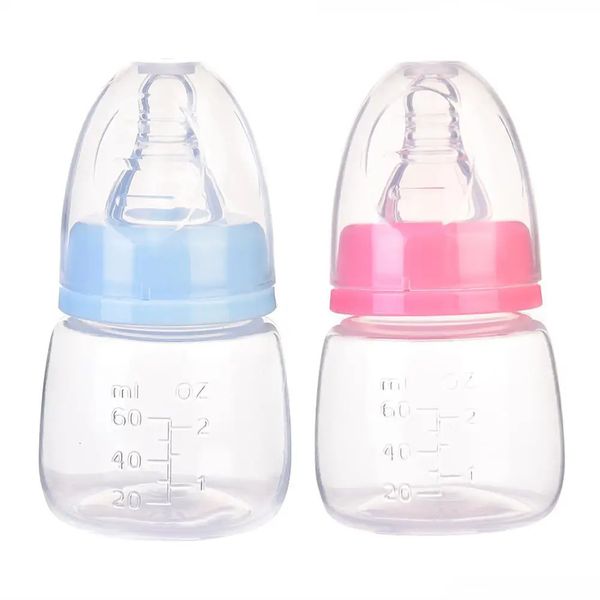 Biberones # 60ML Bebé nacido Mini Alimentación portátil Biberón de lactancia Sin BPA Seguro Infantil Lactancia Cuidado del pezón Alimentador Jugo de frutas Botellas de leche 231127