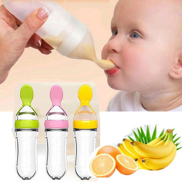 Biberons # born Squeezing Biberon Silicone Formation Riz Cuillère Infantile Céréales Complément Alimentaire Feeder Safe Vaisselle Outils 230621