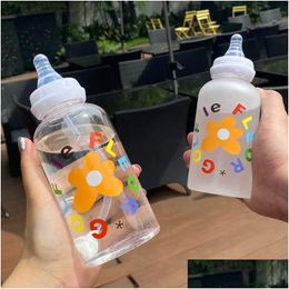 Biberons Mignon Dessin Animé En Plastique Bouteille D'eau Sucette St Tasse Adapté Pour Adt Enfants Lait Potable Fleur Alimentation 230607 Drop Del Dh6G7