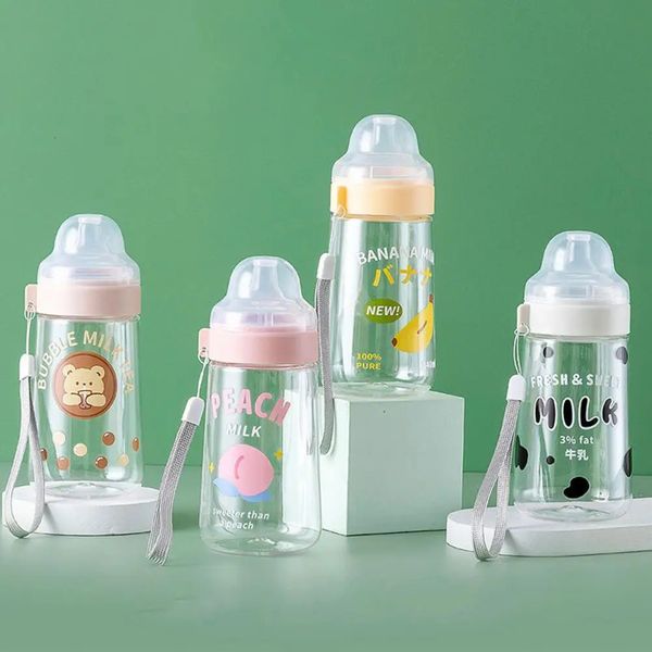 Biberons # Bouteille d'eau en plastique de dessin animé mignon, tasse de paille de sucette adaptée aux enfants adultes, bouteille en verre de lait, biberon d'alimentation pour bébé 231127