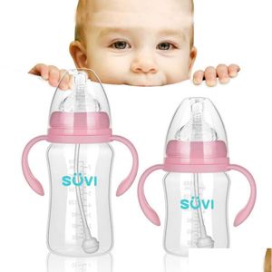 Bouteilles de bébé nouveau-nés allaitant mamelon bouteille PP SILE Pacificateur de lait d'eau de lait 180 ml 240 ml 300 ml Drop livraison Kids Maternity Oteyu