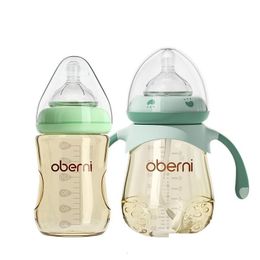 Babyflessen# Oberni Bottle -voedingsset voor PPSU -materialen Wide Neck 180Ml240ML met avondmaal zachte sile tepel 240223 Drop levering Ki Dhxqt