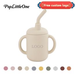 Babyflessen# Real S 100% Voedselveilig Siliconen Materiaal Straw Cup Baby Leren Cup opvouwbare zachte siliconen BPA Gratis babydouche Gift 120 ml 230311