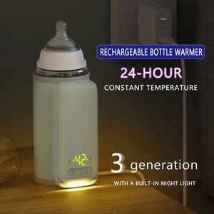 Baby Bottles# Rechargeable Bottle Warmer 6Levels Adjustment Temperature Display Breast Milk Feeding Accessories Portable Baby Bottle Heater 231102