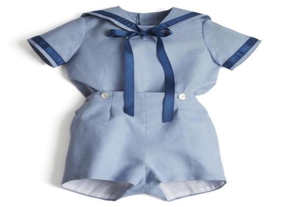 Baby Boutique Clothing Set 2020 Boy Vêtements d'été Suit espagnol Infant Navy Navy Coton Shirt Pantal