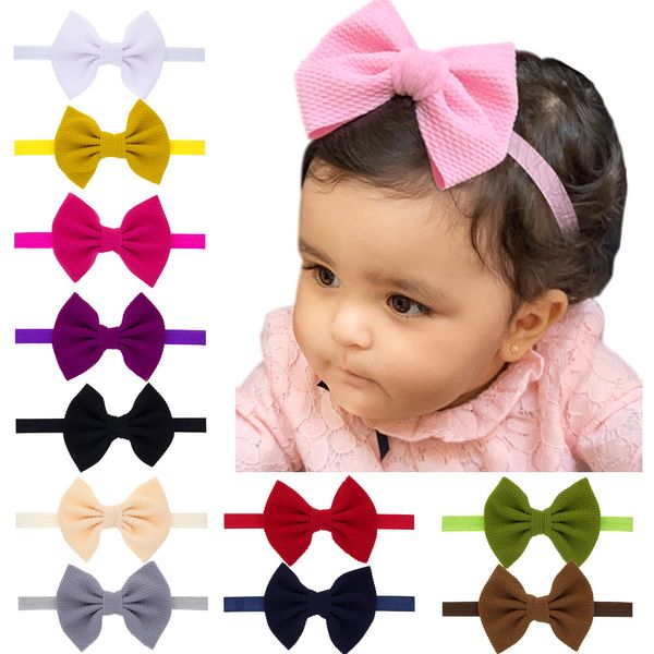 Baby Bow Headbands Girls Elastic Headband Niños Niños Accesorios para el cabello Bowknot Headdress Big Tamaño Arcos KHA699