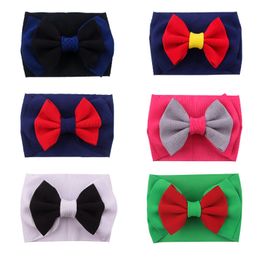 Bébé Bowknot Bandeaux Solide Couleur Double Arc Nouveau-Né Bandeaux Tissu Larges Bandes Infant Head Wrap DIY Enfants Cheveux Accessoires M1852